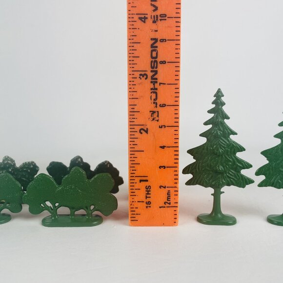 Vintage  7 Pcs LEGO 50-60's Town Plan Flat Painted Trees Oak Bush Pine #842 843 - Picture 3 of 3